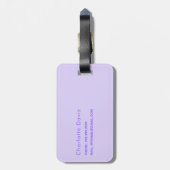 Violet lavender monogram initiaal naam modern bagagelabel (Achterkant verticaal)