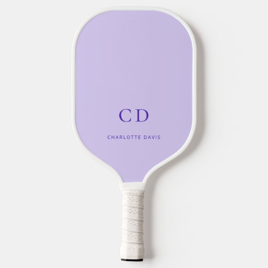 Violet lavender monogram initiaal naam pickleball paddle (Achterkant)