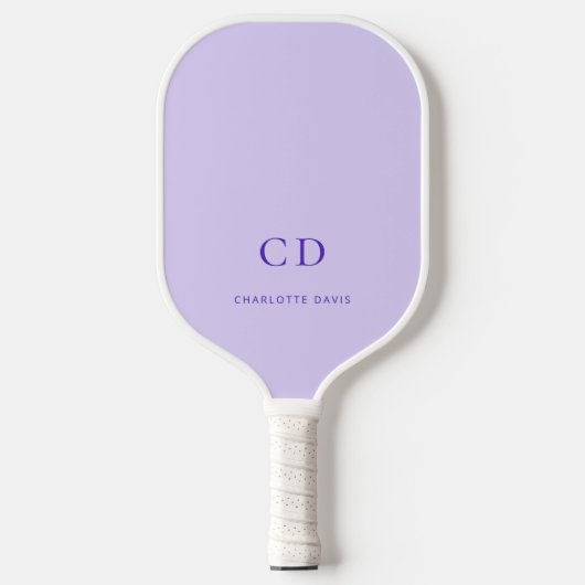 Violet lavender monogram initiaal naam pickleball paddle (Voorkant)