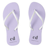 Violet lavender monogram initiaal naam teenslippers (Voetbed)