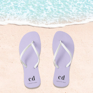 Violet lavender monogram initiaal naam teenslippers