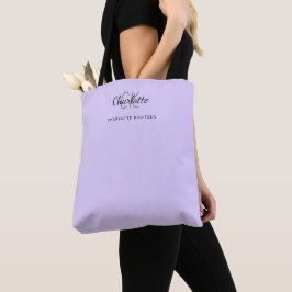 Violet lavender monogram initiaal naam tote bag