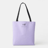 Violet lavender monogram initiaal naam tote bag (Achterkant)