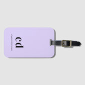 Violet lavender monogram naam minimalistisch bagagelabel (Voorkant (horizontaal))