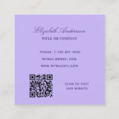 Violet lavender QR-code vlinder Vierkante Visitekaartje (Achterkant)