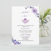 Violet Lavender & Silver Floral Bridal Tea Kaart (Staand voorkant)