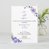 Violet Lavender & Silver Floral Rehearings Dinner  Kaart (Staand voorkant)