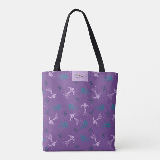 Violet Lavender Swallow Floral Pattern Canvas tas (Achterkant)