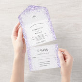 Violet lavender White confetti rsvp bruiloft All In One Uitnodiging (Afscheurbaar)