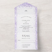 Violet lavender White confetti rsvp bruiloft All In One Uitnodiging (Binnen)