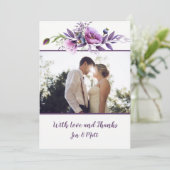 Violet Lavender Wildbloemen Foto bedankt kaarten (Staand voorkant)