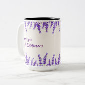 Violet Lavender Wildflowers Tweekleurige Koffiemok (Voorkant links)