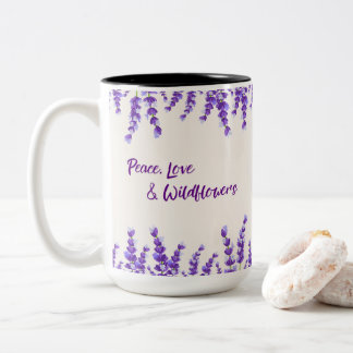 Violet Lavender Wildflowers Tweekleurige Koffiemok