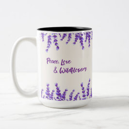 Violet Lavender Wildflowers Tweekleurige Koffiemok
