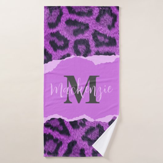 Violet Leopard Print Bad Handdoek (Badhanddoek)