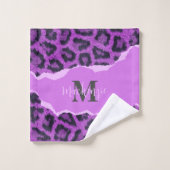 Violet Leopard Print Bad Handdoek (Wasdoekje)