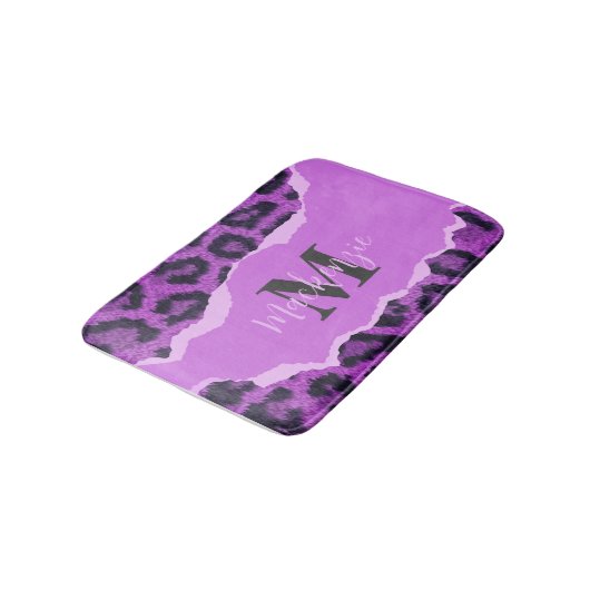 Violet Leopard Print Badmat (Gekanteld)