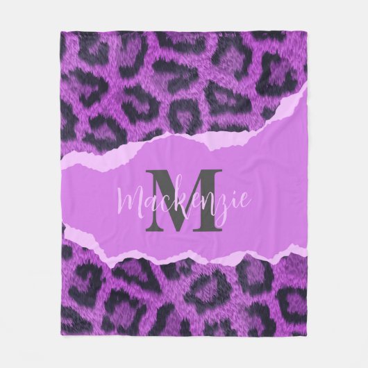 Violet Leopard Print Fleece Deken (Voorkant)