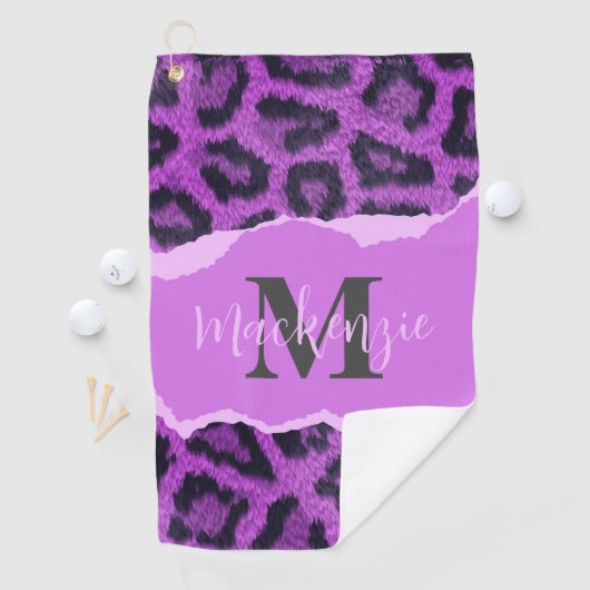 Violet Leopard Print Golfhanddoek (Insitu)