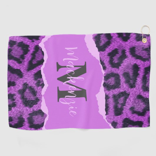 Violet Leopard Print Golfhanddoek (Horizontaal)