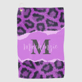 Violet Leopard Print Golfhanddoek (Voorkant)