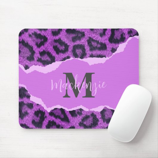 Violet Leopard Print Muismat (Met muis)