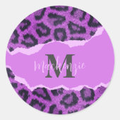 Violet Leopard Print Ronde Sticker (Voorkant)