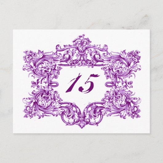 Violet Lijst Tabelnummers Briefkaart (Voorkant)