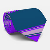 Violet Lila en Indigo horizontaal gestreept Stropdas (Opgerold)