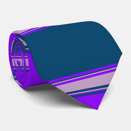 Violet Lila en Indigo horizontaal gestreept Stropdas (Opgerold)