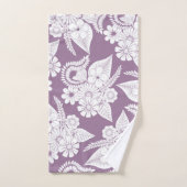 Violet Lila Paars en witte bloemen en bladeren Bad Handdoek (Handdoek)