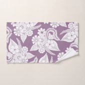 Violet Lila Paars en witte bloemen en bladeren Bad Handdoek (Handdoek)
