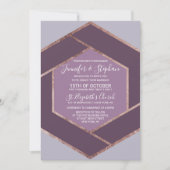 Violet Lila Paars Roos Gold Hexagon Wedding Kaart (Voorkant)