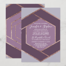 Violet Lila Paars Roos Gold Hexagon Wedding