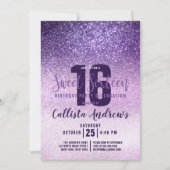 Violet Lila Paars Triple Glitter Ombre Sweet 16 Kaart (Voorkant)