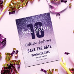Violet Lila Paars Triple Glitter Ombre Sweet 16 Save The Date<br><div class="desc">Deze meisjes, moderne en glitterende zestienjarige verjaardagsfeestje is perfect voor de speciale dag van je tienerdochter. Het is voorzien van een faux met violet paars in lila paars in een pastel paarse glitter ombre gradiënt. Het is chic, elegant, , uniek en cool; alle kwaliteiten die je dochter wil voor haar...</div>