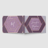 Violet Lila Paarse Roos Gouden Hexagon Guestbook Gastenboek (Volledig)