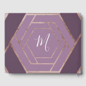 Violet Lila Paarse Roos Gouden Hexagon Guestbook Gastenboek (Achterkant)