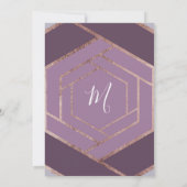Violet Lila Paarse Roos Gouden Hexagon Verjaardag Kaart (Achterkant)