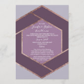 Violet Lila Paarse Roos Gouden Hexagon Wedding Men Menu (Voorkant)