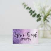 Violet Lila Paarse Triple Glitter Typografie Aanbevelingskaartje (Staand voorkant)