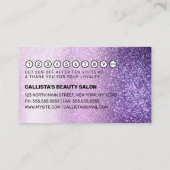 Violet Lila Paarse Triple Glitter Typografie Klantenkaartje (Achterkant)