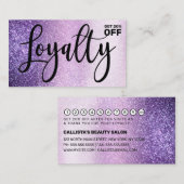 Violet Lila Paarse Triple Glitter Typografie Klantenkaartje (Voorkant / Achterkant)