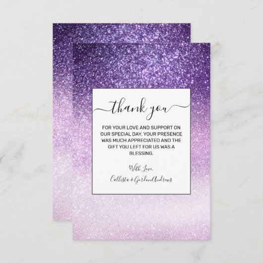 Violet Lila pastel Paars Triple Glitter Ombre Bedankkaart (Voorkant / Achterkant)