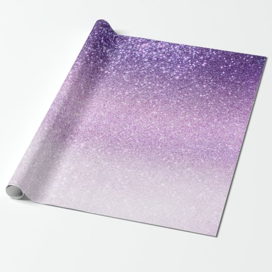 Violet Lila pastel Paars Triple Glitter Ombre Cadeaupapier (Uitgerold)