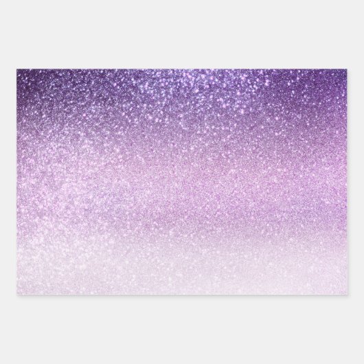 Violet Lila pastel Paars Triple Glitter Ombre Inpakpapier Vel (Voorkant)