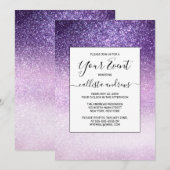 Violet Lila pastel Paars Triple Glitter Ombre Kaart (Voorkant / Achterkant)