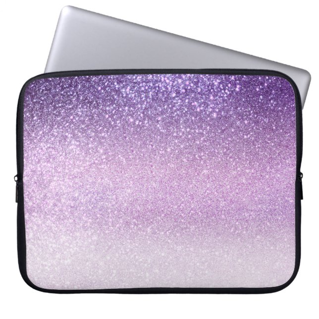 Violet Lila pastel Paars Triple Glitter Ombre Laptop Sleeve (Voorkant)