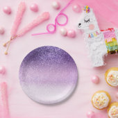 Violet Lila pastel Paars Triple Glitter Ombre Papieren Bordje (Feest)