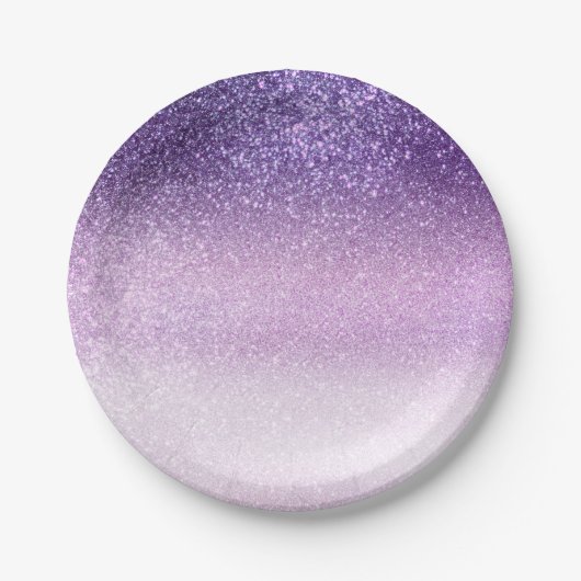 Violet Lila pastel Paars Triple Glitter Ombre Papieren Bordje (Voorkant)